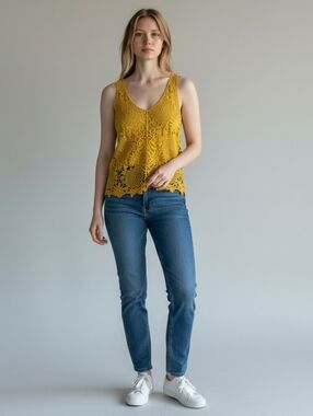 Crochet Tank Top | Mustard